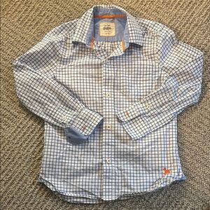 Mini Boden Boys Blue and White Checkered Button-Up Shirt